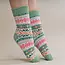 Socken Wollmix Patterned green, fawn & pink
