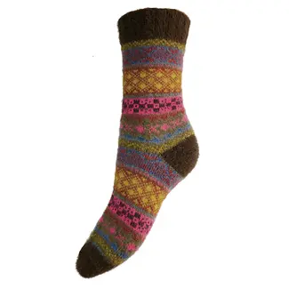 Gemjar Socken Wollmix Patterned brown, yellow & pink
