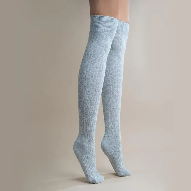 Over the Knee Socken Wollmix grey