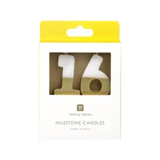 Talking Tables Milestone Candle 16 gold/white