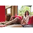 Over the Knee Socken Wollmix cream/red