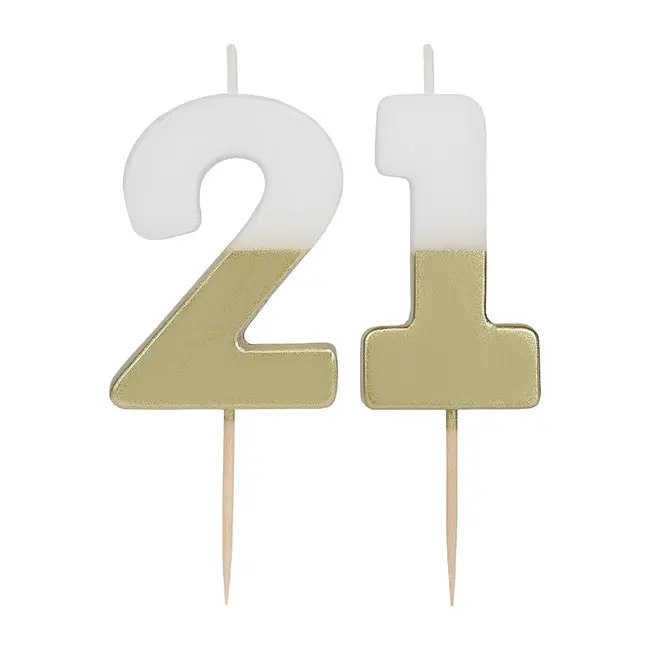 Milestone Kerze 21 gold/white