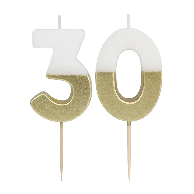 Milestone Kerze 30 gold/white