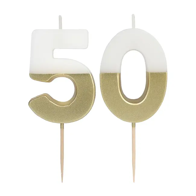 Milestone Kerze 50 gold/white