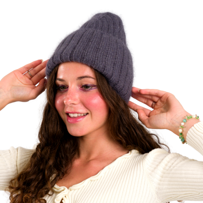 Mütze Woolmix Angora indigo blue