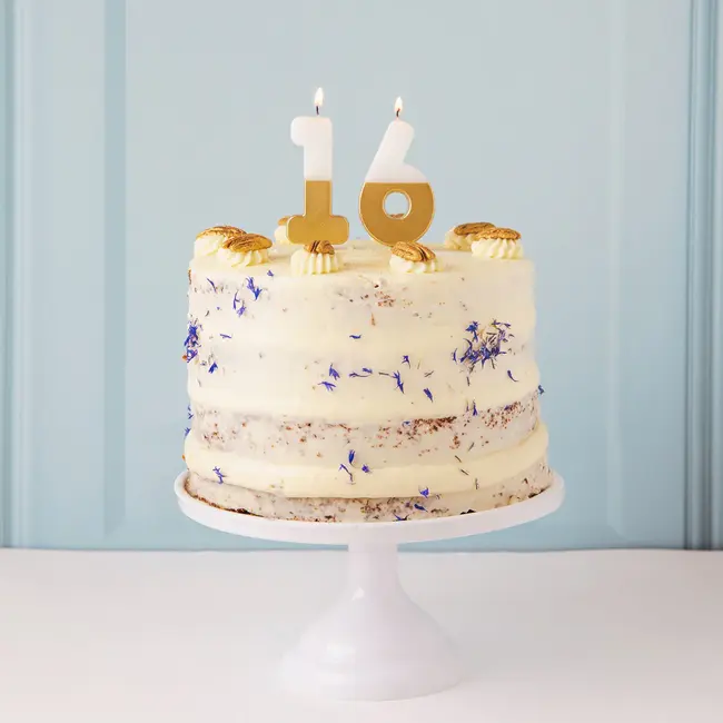 Milestone Kerze 16 gold/white