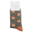 Mens Socks Bamboo Fox Faces olive