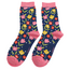 Socks Bamboo Floral Feet navy