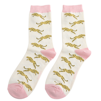 Miss Sparrow Socken Bamboo Leaping Leopards cream