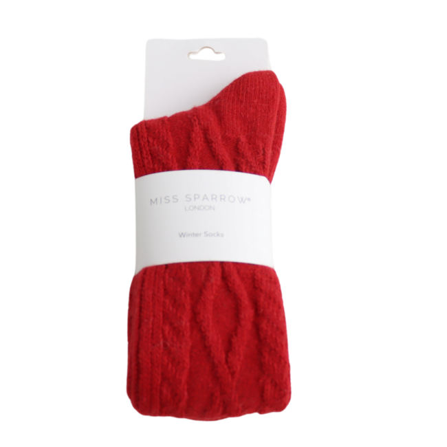 Socks Winter Cable red