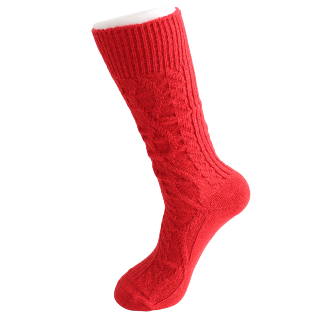 Socks Winter Cable red