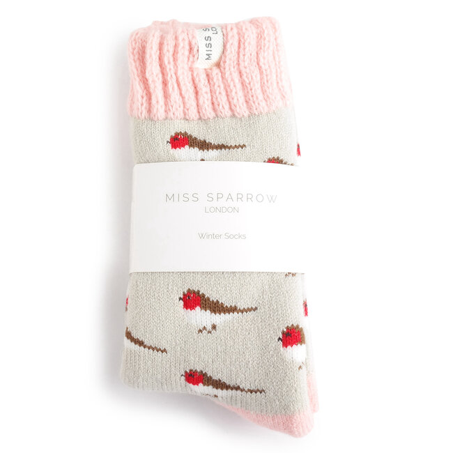 Socken Winter Little Robins silver