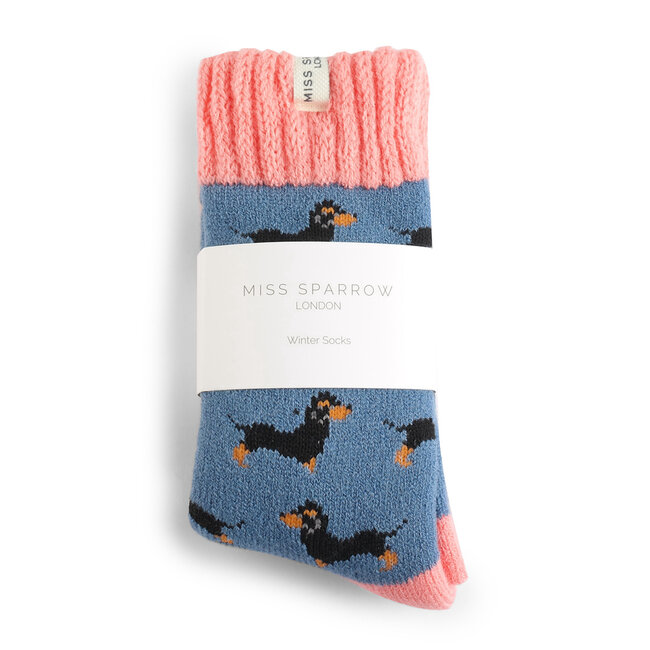 Socks Winter Little Sausage Dogs blue