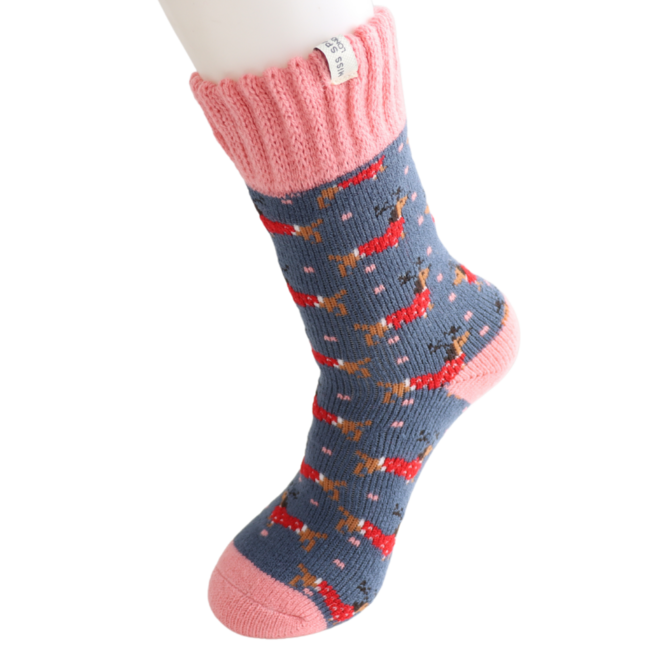 Socken Winter Xmas Sausage Dogs denim