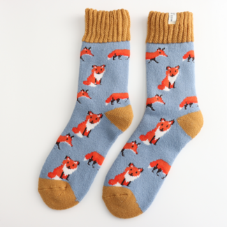 Miss Sparrow Socks Winter Foxes powder blue