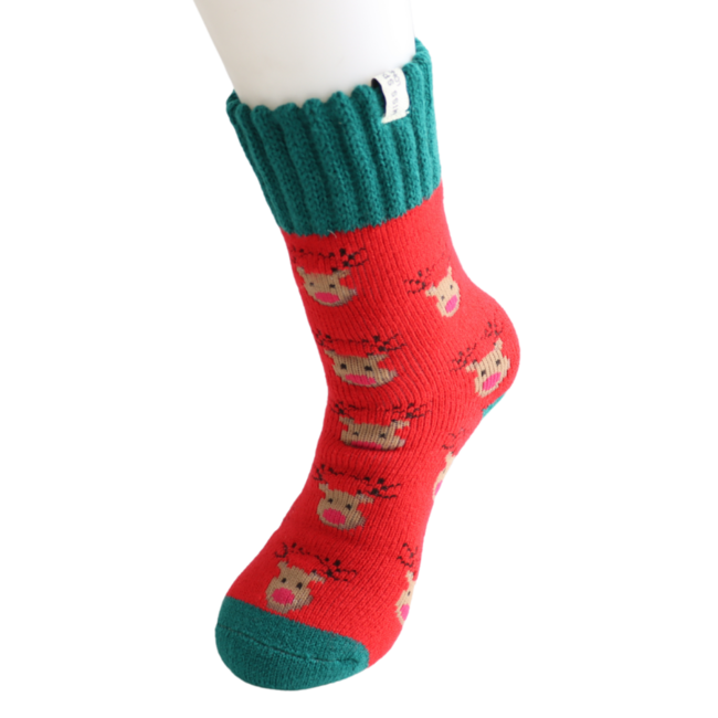 Socken Winter Reindeer red