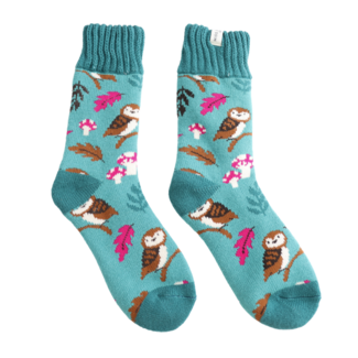 Miss Sparrow Socks Winter Woodland duck egg