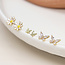 POM Gold plated Stud Set of 3 Fower and Butterfly