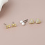 POM Gold plated Stud Set of 3 Bow, crystal Heart and Pearl