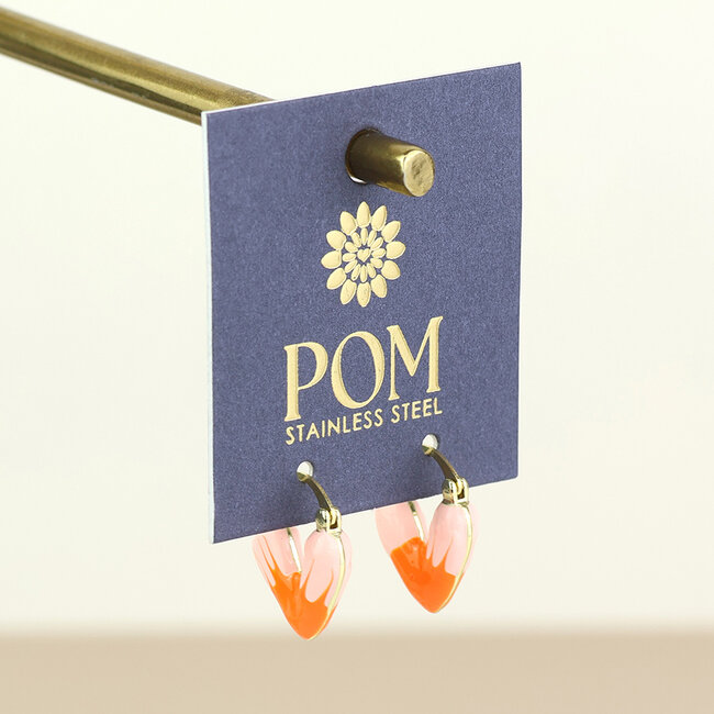 14k gold plated stainless steel Earrings Hoop Heart orange mix