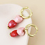 14k gold plated stainless steel Earrings Hoop Heart double pink