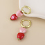 14k gold plated stainless steel Earrings Hoop Heart double pink