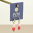 14k gold plated stainless steel Earrings Hoop Heart double pink