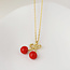 Gold plated Necklace Sakura Enamel Bow and Cherry