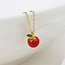 Gold plated Necklace Enamel Pip Apple