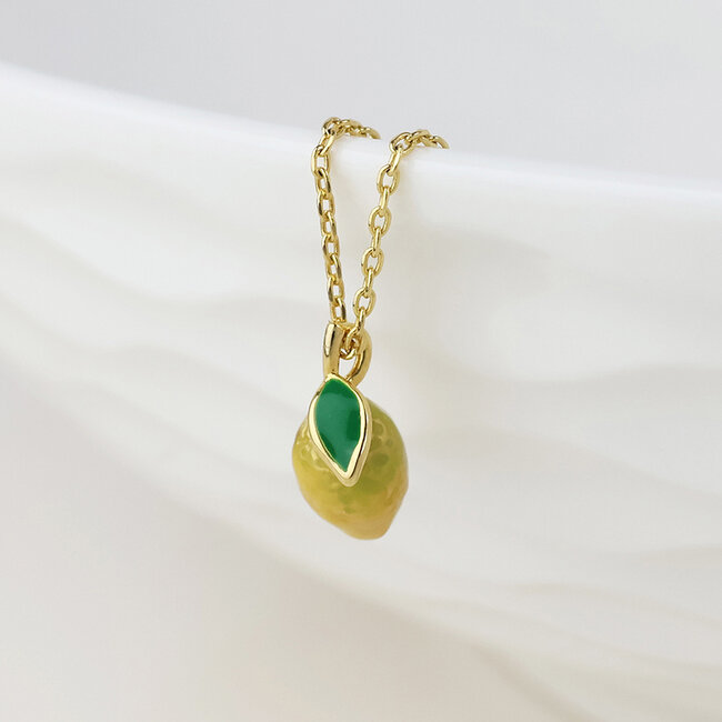 Gold plated Necklace Enamel Zesty Citrus Fruit