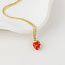 Gold plated Necklace Enamel Fraise Strawberry