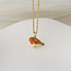 Gold plated Necklace Enamel Robin