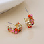 Gold plated Earrings Hoop Clara Cluster pink and red