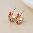 Gold plated Earrings Hoop Clara Cluster pink and red