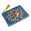 POM Zip Purse Velvet Embroidered Robin & Holly blue