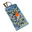 POM Glasses Case Velvet Embroidered Robin & Holly blue