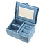 Jewellery Box small Velvet Embroidered Robin & Holly blue