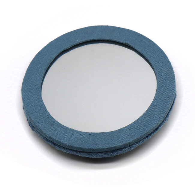 Compact Mirror Velvet Embroidered Robin & Holly blue