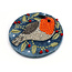 Compact Mirror Velvet Embroidered Robin & Holly blue