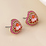 Gold plated Studs Clara Heart pink and red