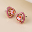 Gold plated Studs Clara Heart pink and red