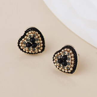 POM Gold plated Studs Clara Heart black