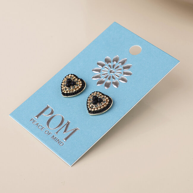 Gold plated Studs Clara Heart black