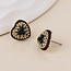 Gold plated Studs Clara Heart black