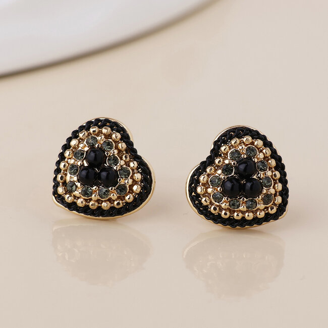 Gold plated Studs Clara Heart black