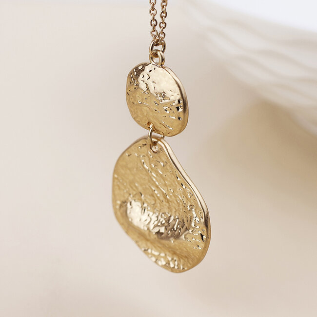 Gold plated Necklace Double Drop Statement
