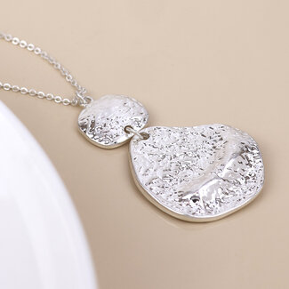 POM Silver plated Necklace Double Drop Statement