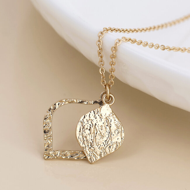 Gold plated Necklace Halo Leaf