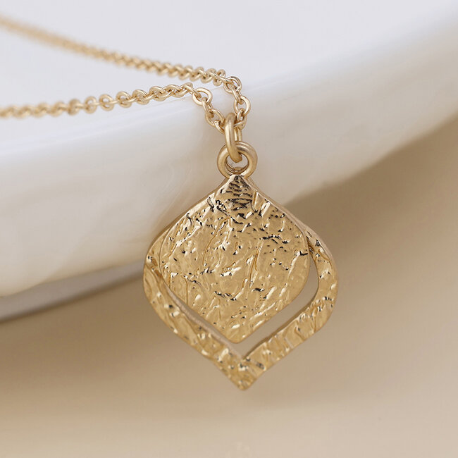 Gold plated Necklace Halo Leaf