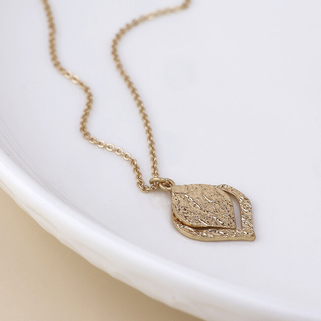 Gold plated Necklace Halo Leaf